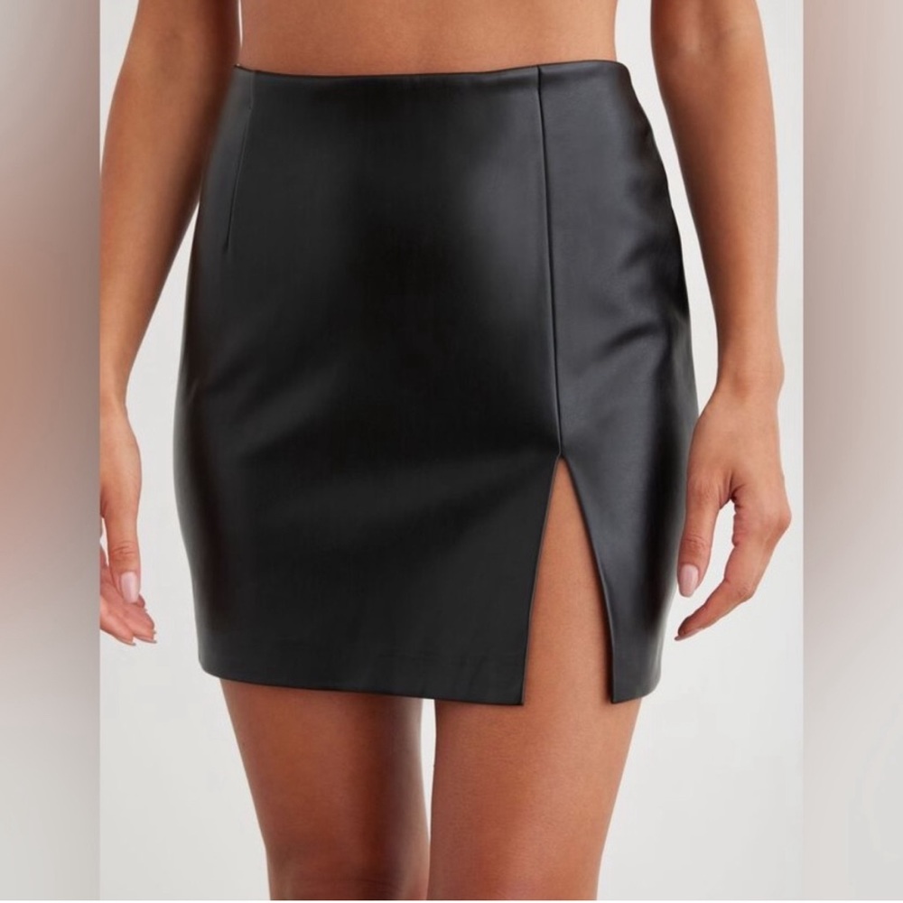 Dynamite Pleather Mini Skirt in Camel